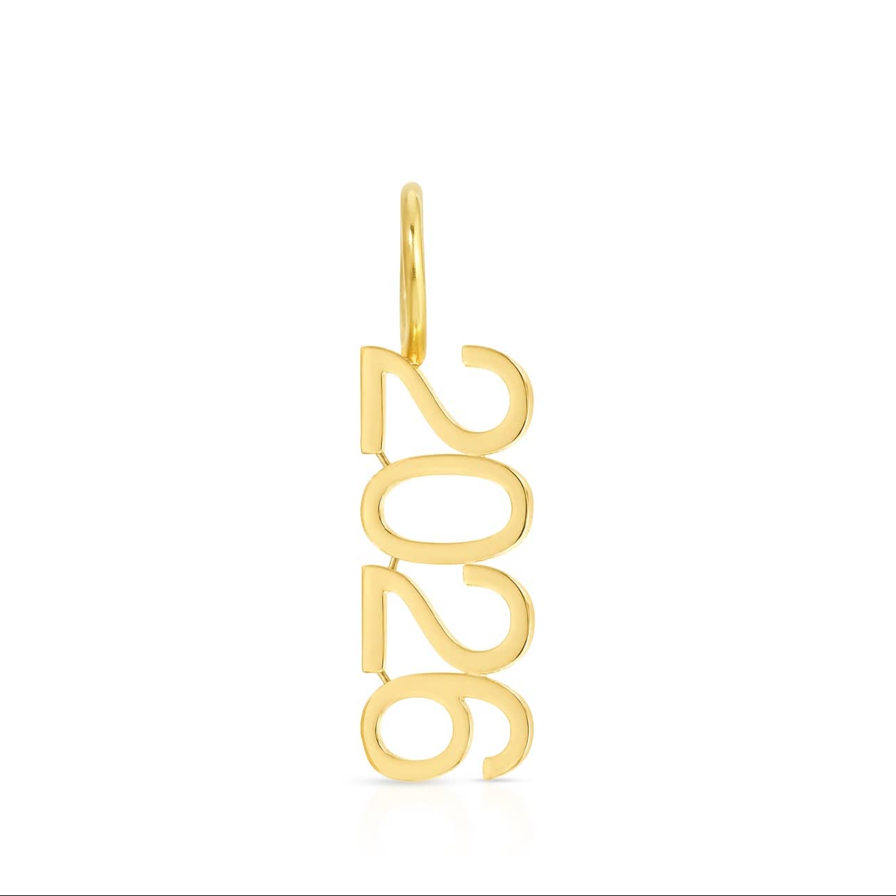 Gold '2023' pendant on a white background