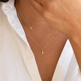 14k Gold Asymmetrical Charm Necklace - Lightning Bolt