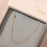 Pavé Monogram Necklace with Birthstone - Opal