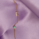 Monogram Necklace with Birthstone - Emerald