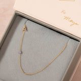 Pavé Monogram Necklace with Birthstone - Tanzanite