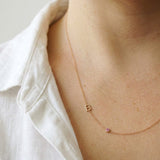 Monogram Necklace with Birthstone - Pink Tourmaline