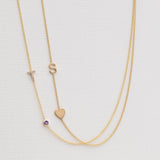 Pavé Monogram Necklace with Birthstone - Amethyst