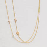 Pavé Monogram Necklace with Birthstone - Aquamarine