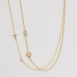 Pavé Monogram Necklace with Birthstone - Moonstone