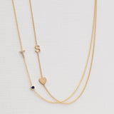 Pavé Monogram Necklace with Birthstone - Sapphire