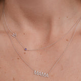 Pavé Monogram Necklace with Birthstone - Amethyst