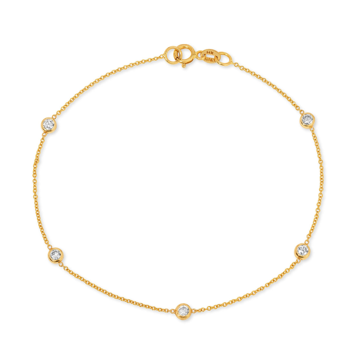 a five diamond yellow gold bracelet
