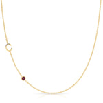 Monogram Necklace with Ruby Birthstone Initial C in Yellow Gold | Maya Brenner