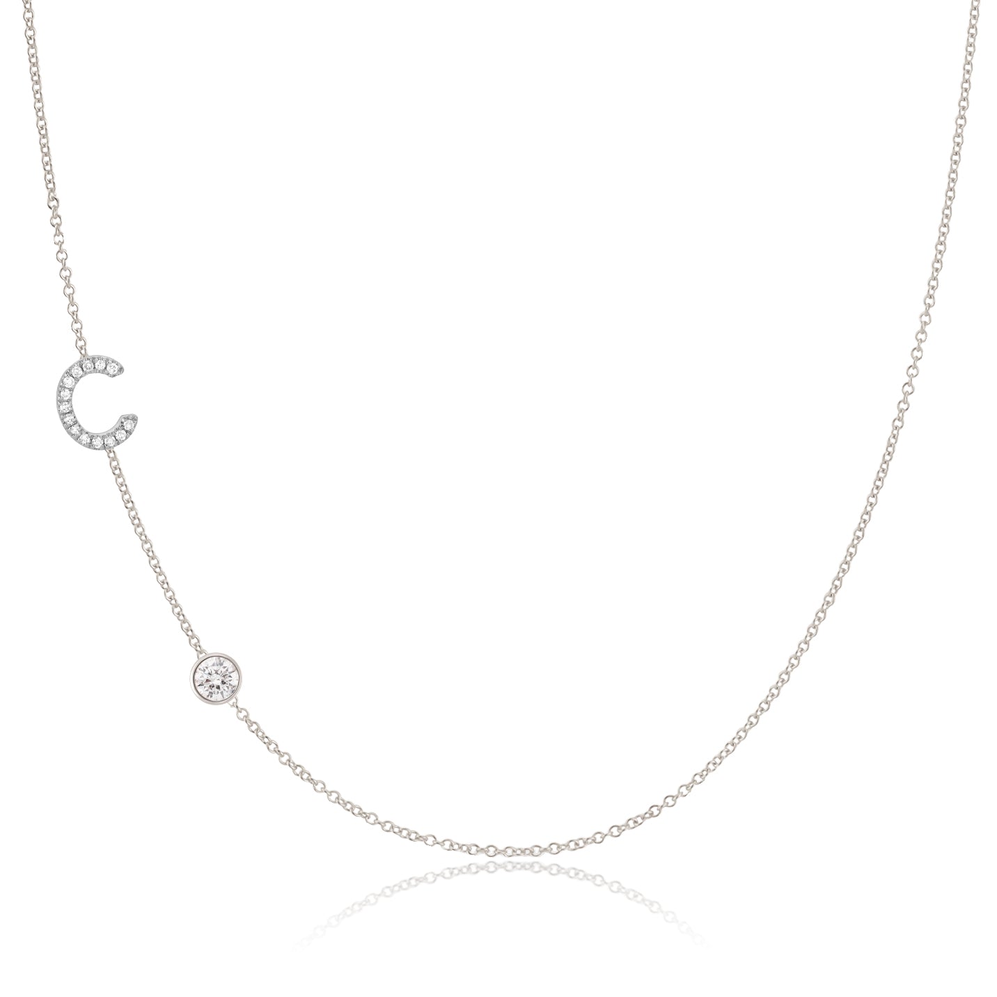 Pavé Monogram Necklace with Diamond