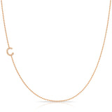 C Pavé Diamond Initial Necklace in 14K Rose Gold on Bead Chain – Maya Brenner