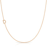Maya Brenner Pavé Diamond Initial Necklace – D Charm in 14K Rose Gold, Bead Chain