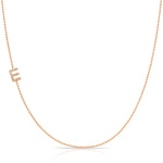 14K Rose Gold Pavé Diamond Initial Necklace, Letter E – Bead Chain | Maya Brenner