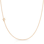 Pavé Diamond Initial Necklace by Maya Brenner – F in 14K Rose Gold on a Bead Chain
