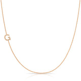 14K Rose Gold Pavé Diamond Initial Necklace, Letter G – Bead Chain | Maya Brenner
