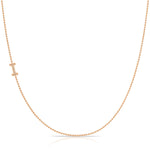 I Pavé Diamond Initial Necklace in 14K Rose Gold on Bead Chain – Maya Brenner
