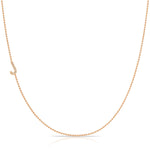 J Pavé Diamond Initial Necklace in 14K Rose Gold on Bead Chain – Maya Brenner