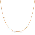 14K Rose Gold Pavé Diamond Initial Necklace, Letter L – Bead Chain | Maya Brenner