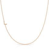 14K Rose Gold Pavé Diamond Initial Necklace, Letter L – Bead Chain | Maya Brenner