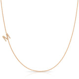 14K Rose Gold Pavé Diamond Initial Necklace, Letter M – Bead Chain | Maya Brenner