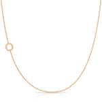Maya Brenner Pavé Diamond Initial Necklace – O Charm in 14K Rose Gold, Bead Chain