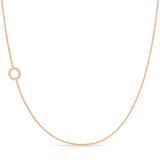 Maya Brenner Pavé Diamond Initial Necklace – O Charm in 14K Rose Gold, Bead Chain