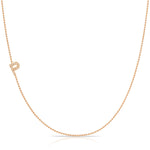 Pavé Diamond Initial Necklace by Maya Brenner – P in 14K Rose Gold on a Bead Chain