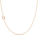 Maya Brenner Pavé Diamond Initial Necklace – Q Charm in 14K Rose Gold, Bead Chain