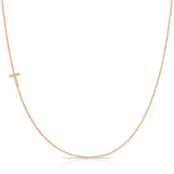 Maya Brenner Pavé Diamond Initial Necklace – T Charm in 14K Rose Gold, Bead Chain