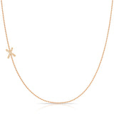 Pavé Diamond Initial Necklace by Maya Brenner – X in 14K Rose Gold on a Bead Chain