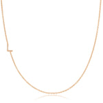 L Pavé Diamond Initial Necklace in 14K Rose Gold on Cable Chain – Maya Brenner