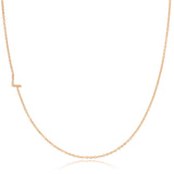 L Pavé Diamond Initial Necklace in 14K Rose Gold on Cable Chain – Maya Brenner
