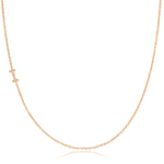 Pavé Diamond Initial Necklace by Maya Brenner – I in 14K Rose Gold on a Cable Chain