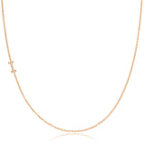 Pavé Diamond Initial Necklace by Maya Brenner – I in 14K Rose Gold on a Cable Chain