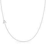 Maya Brenner Pavé Diamond Initial Necklace – A Charm in 14K White Gold, Bead Chain