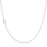Pavé Diamond Initial Necklace by Maya Brenner – D in 14K White Gold on a Bead Chain