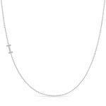 14K White Gold Pavé Diamond Initial Necklace, Letter I – Bead Chain | Maya Brenner
