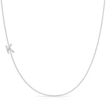 Maya Brenner Pavé Diamond Initial Necklace – K Charm in 14K White Gold, Bead Chain