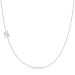 Pavé Diamond Initial Necklace by Maya Brenner – N in 14K White Gold on a Bead Chain