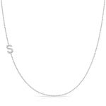 Pavé Diamond Initial Necklace by Maya Brenner – S in 14K White Gold on a Bead Chain