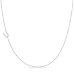14K White Gold Pavé Diamond Initial Necklace, Letter U – Bead Chain | Maya Brenner