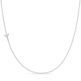 14K White Gold Pavé Diamond Initial Necklace, Letter Y – Bead Chain | Maya Brenner