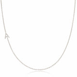 14K White Gold Pavé Diamond Initial Necklace, Letter A – Cable Chain | Maya Brenner