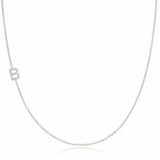 14K White Gold Pavé Diamond Initial Necklace, Letter B – Cable Chain | Maya Brenner