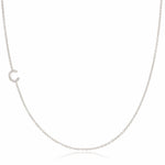 C Pavé Diamond Initial Necklace in 14K White Gold on Cable Chain – Maya Brenner
