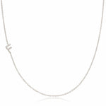 Maya Brenner Pavé Diamond Initial Necklace – F Charm in 14K White Gold, Cable Chain