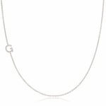 Pavé Diamond Initial Necklace by Maya Brenner – G in 14K White Gold on a Cable Chain