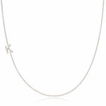 14K White Gold Pavé Diamond Initial Necklace, Letter K – Cable Chain | Maya Brenner
