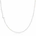 Pavé Diamond Initial Necklace by Maya Brenner – L in 14K White Gold on a Cable Chain