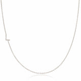 Pavé Diamond Initial Necklace by Maya Brenner – L in 14K White Gold on a Cable Chain